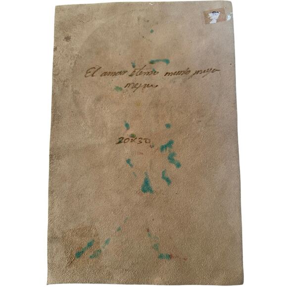 Vintage Amor Eterno Mayan México Handpainted Handmade Leather Artwork - Picture 3 of 3